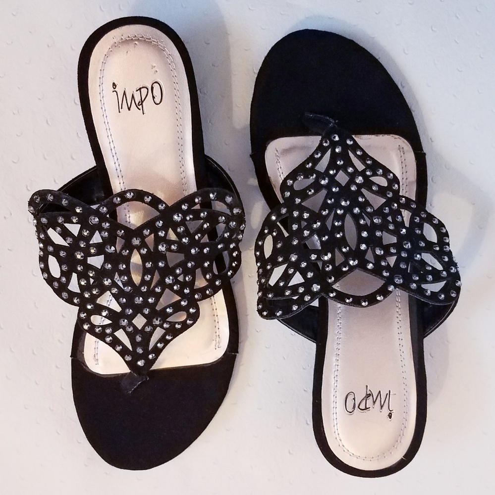 IMPO Rhinestone Slip On Wedge Sandal